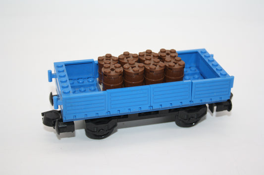 LEGO® Eisenbahn 9V - Waggon/Wagon Niederbordwagen mit Fässern - aus 4563 - LOK/Wagon