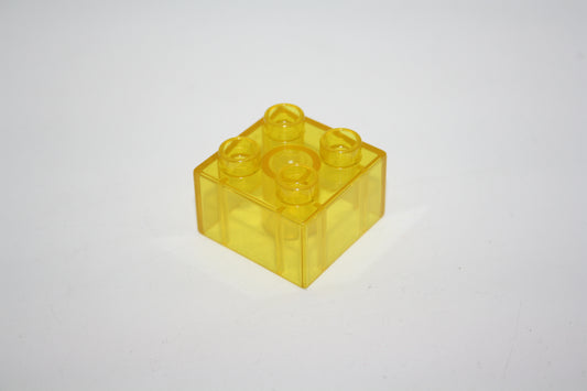 Duplo - 4er Glasstein (2x2 Noppen) - gelb Transparent - 4er Stein - Motivstein