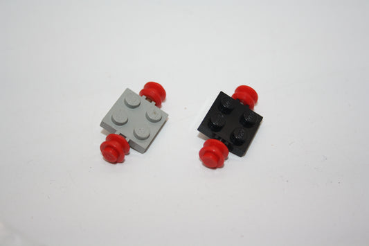 LEGO® - Platte, modifiziert 2 x 2 mit roten Rädern - 122c01 - Reifen/Räder