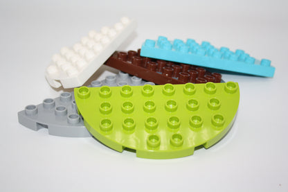 Duplo - 1/2 runde Platte 4x8 Noppen  - versch. Farben - Bauplatten - Grundplatten