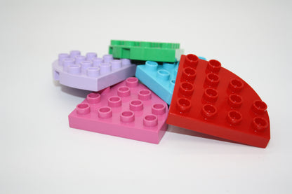 Duplo - 1/4 runde Platte 4x4 Noppen  - versch. Farben - Bauplatten - Grundplatten