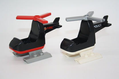 Duplo - Retro/Vintage Polizei- & Feuerwehrhubschrauber - versch. Farben - Helikopter/Hubschrauber