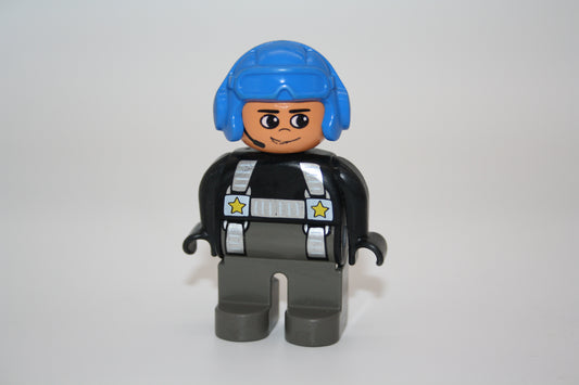 Duplo - Polizei Pilot Einsatzleiter alt - blauer Helm/graue Hose - Polizei - Figur