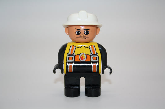 Duplo - Feuerwehrmann Einsatzleiter grimmig - weißer Helm - Feuerwehr - Figur