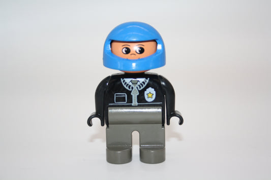 Duplo - Motorrad Polizist alt - blauer Helm/graue Hose - Polizei - Figur