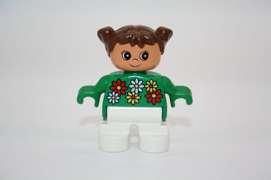 Duplo - Mädchen - weiße Hose/grüner Pulli m. Blumen - Figur