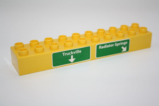 Duplo - Autobahnschild/Wegweiser - 20er Stein (2x10 Noppen) - gelb - Motivstein