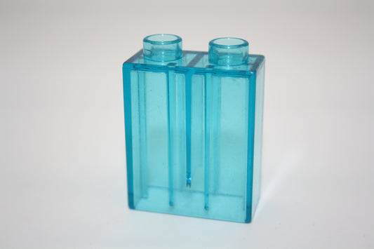Duplo - 2er Glasstein (1x2 Noppen) - blau Transparent - 2er Stein - Motivstein