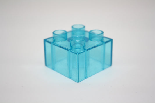 Duplo - 4er Glasstein (2x2 Noppen) - blau Transparent - 4er Stein - Motivstein