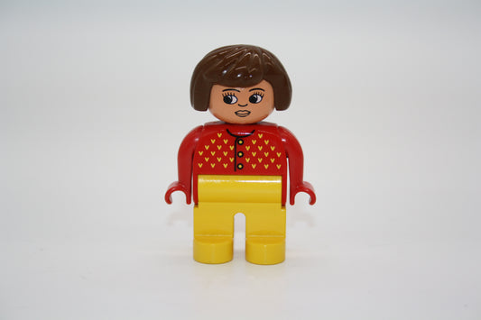 Duplo - Frau alt - gelbe Hose/rotes Oberteil m. Herzen - Figur