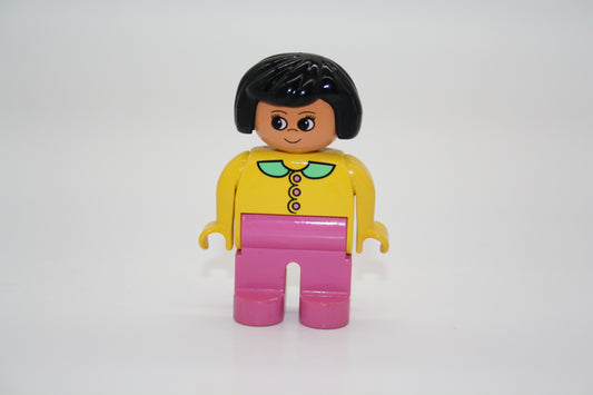 Duplo - Frau alt - pinke Hose/gelbes Oberteil schwarze Haare - Figur