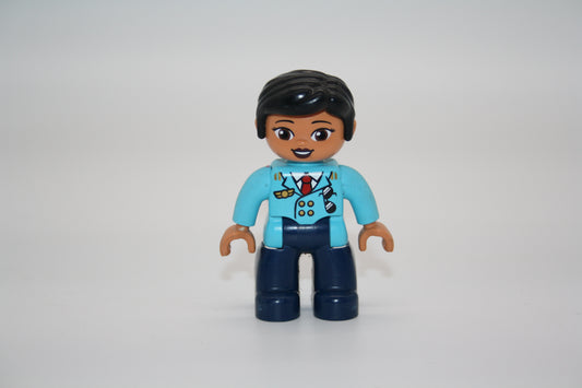 Duplo - Pilotin - dunkelblaue Hose/hellblaues Oberteil  - Frau - Figur