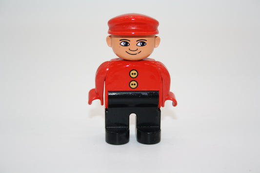 Duplo - Mann alt - schwarze Hose/rotes Oberteil/roter Hut - Figur - alte Serie