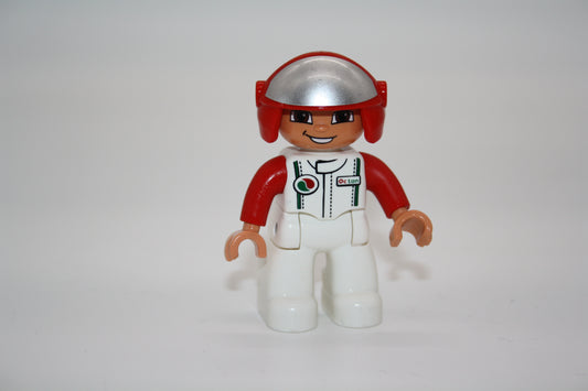 Duplo - Octan Pilot/Motorradfahrer - weißer Anzug/roter Helm - Mann - Figur