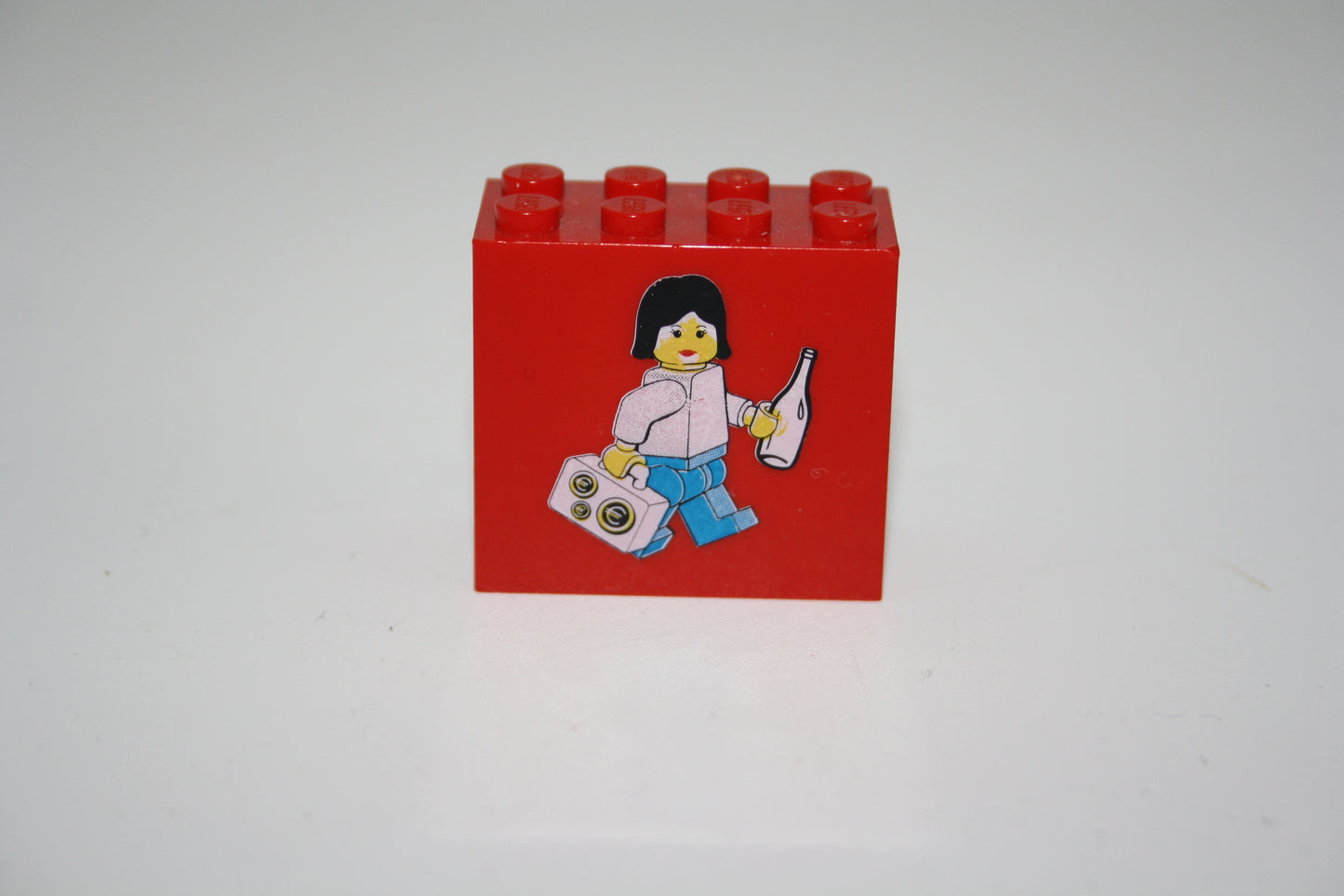 Lego - Frau mit Geldkoffer und Flasche -  Sammelsteine - 2x4x2 Stein - Motivstein