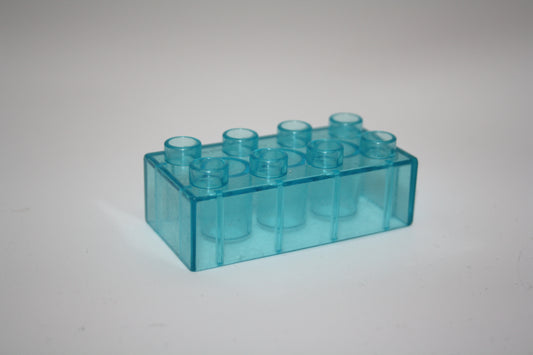 Duplo - 8er Glasstein (2x4 Noppen) - blau Transparent - 8er Stein - Motivstein