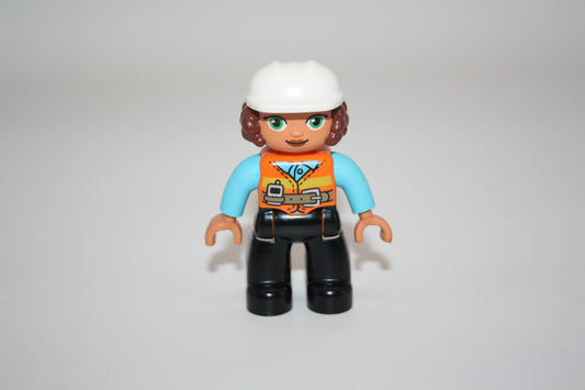 Duplo - Bauarbeiterin - schwarze Hose/blaues Oberteil/orangene Weste  - Frau - Figur