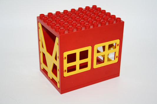Duplo - Schuppen/Stall/Scheune (6x8 Noppen) - rot-gelbe Einsätze - große Teile