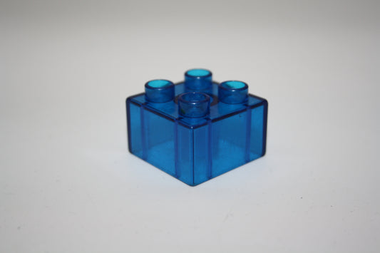 Duplo - 4er Glasstein (2x2 Noppen) - dunkelblau Transparent - 4er Stein - Motivstein