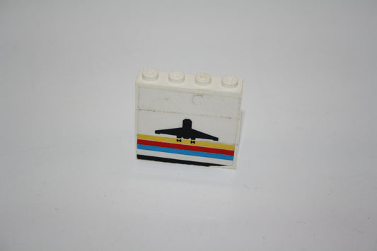 LEGO® System - Aufklebermontage mit Classic Airport Logo Muster auf beiden Seiten (Aufkleber) - weiß -  4x1x3 - BA006pb11 - aus 6399 Airport Schuttle