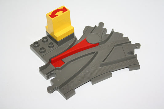 Duplo - Weiche m. Stellstein  - altgrau/dunkelgrau - Schienen - Eisenbahn