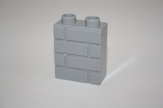 Duplo - 2er Stein mit 3D Muster Mauer - hellgrau - Motivstein