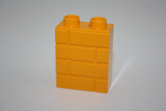 Duplo - 2er Stein mit 3D Muster Mauer - dunkelgelb/hellorange - Motivstein