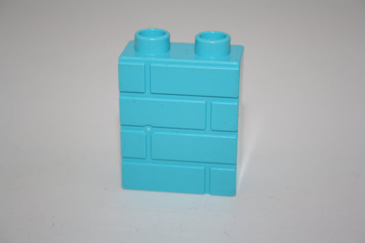 Duplo - 2er Stein mit 3D Muster Mauer - hellblau-neu - Motivstein