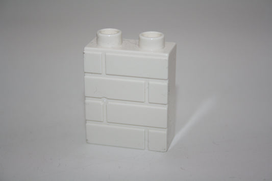 Duplo - 2er Stein mit 3D Muster Mauer - weiß - Motivstein