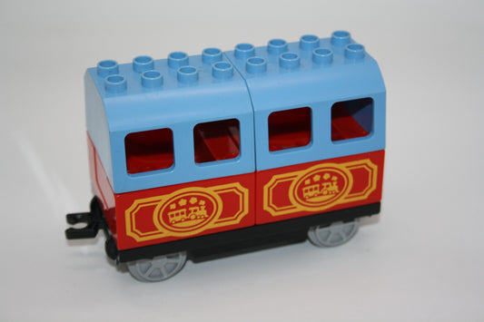 Duplo - Personenwagen - hellblau/rot - Eisenbahn - Wagon/Waggon