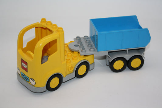 Duplo - großer Kipplaster m. Auflieger - gelb/hellblau - Baustelle - LKW/Lastwagen - Fahrzeuge