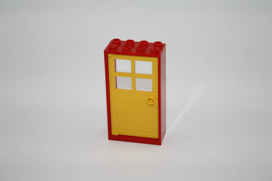 LEGO® - Tür (2x4x6) mit Einsatz - 60599 + 60623 - roter Rahmen/gelbe Tür