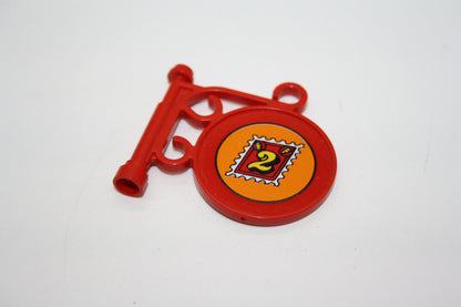 LEGO® Fabuland - Schild mit Horn & Briefmarke (Post) - x222pb03 - rot